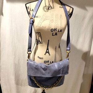 B. MAKOWSKY Flap Over  Leather Denim Look Crossbody